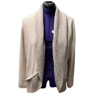 CHICOS Metallic Ribbed Shawl Collar Open Front Cardigan Sweater Size 3 US 14/16